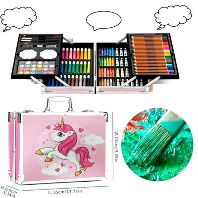 145 Pcs Kids Drawing Exclusive Set With Portable Wooden Case