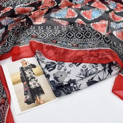 3 Pcs Women's Unstitched Embroidered Suit