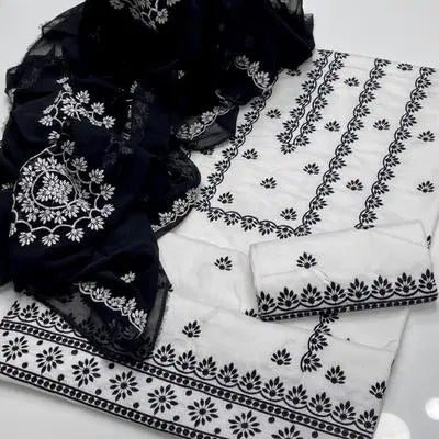3 Pcs Women's Unstitched Embroidered Suit
